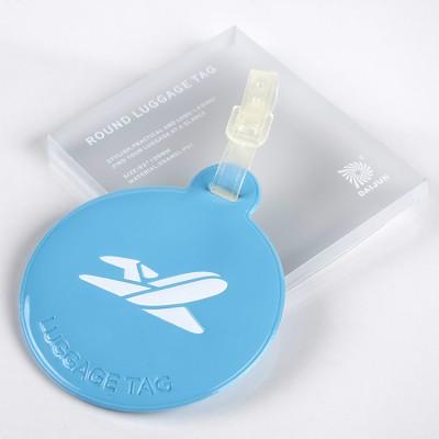 Custom design Hot selling environmental Round circle promotional gifts colorful PU PVC luggage tag for traveling